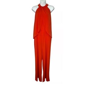 Chico's Red Halter Neck Overlay Jumpsuit Wide Leg Size‎ 1 NWT